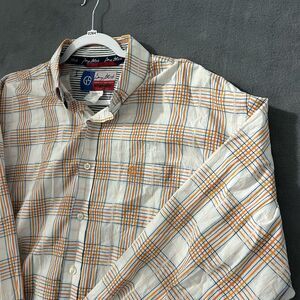Wrangler Men's George Strait Cowboy Cut‎ Button Down Shirt Size XL Orange Plaid